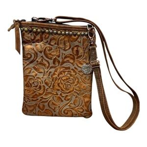 Double J Saddlery Copper Rose Stud Accent Leather Crossbody